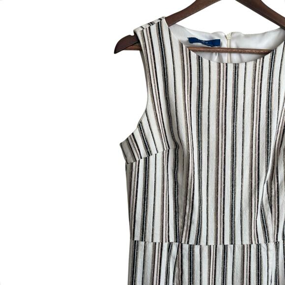 Apt 9 Women Shift Dress 14 Neutral Striped Linen Blend Coastal Office Travel - Picture 6 of 11